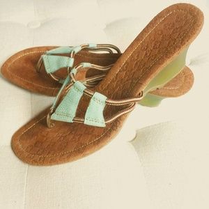 Timberland Y2K Square Toe Thong Sandals, Wedges Shoe Sz 7M ~ Vintage Snakeskin